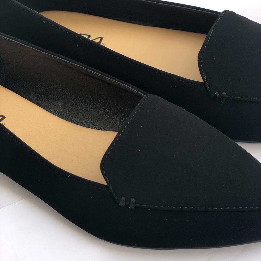 Black Pointed Toe Loafers Flats - Picture 4 of 10